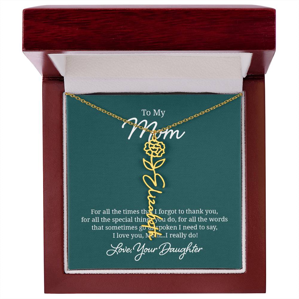 Flower Name Necklace for Mom from Daughter