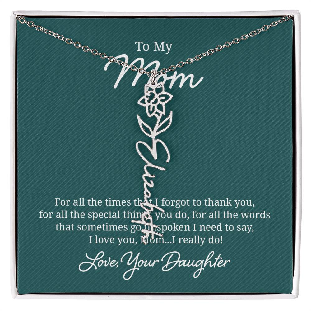 Flower Name Necklace for Mom from Daughter