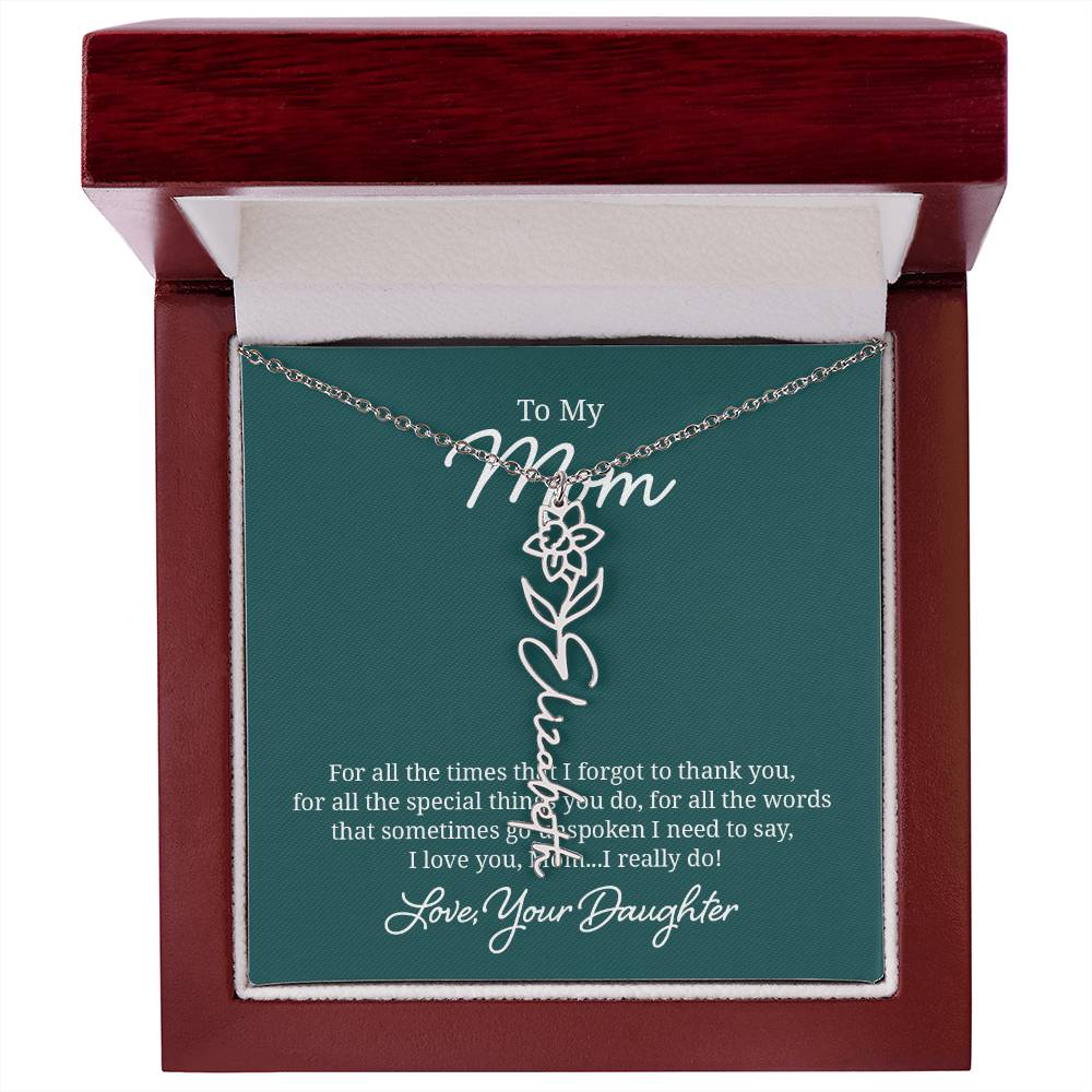 Flower Name Necklace for Mom from Daughter