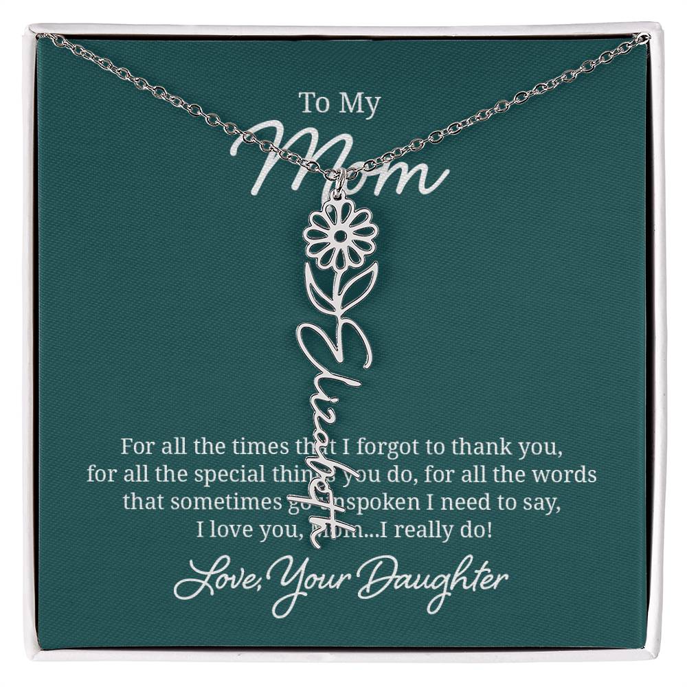 Flower Name Necklace for Mom from Daughter