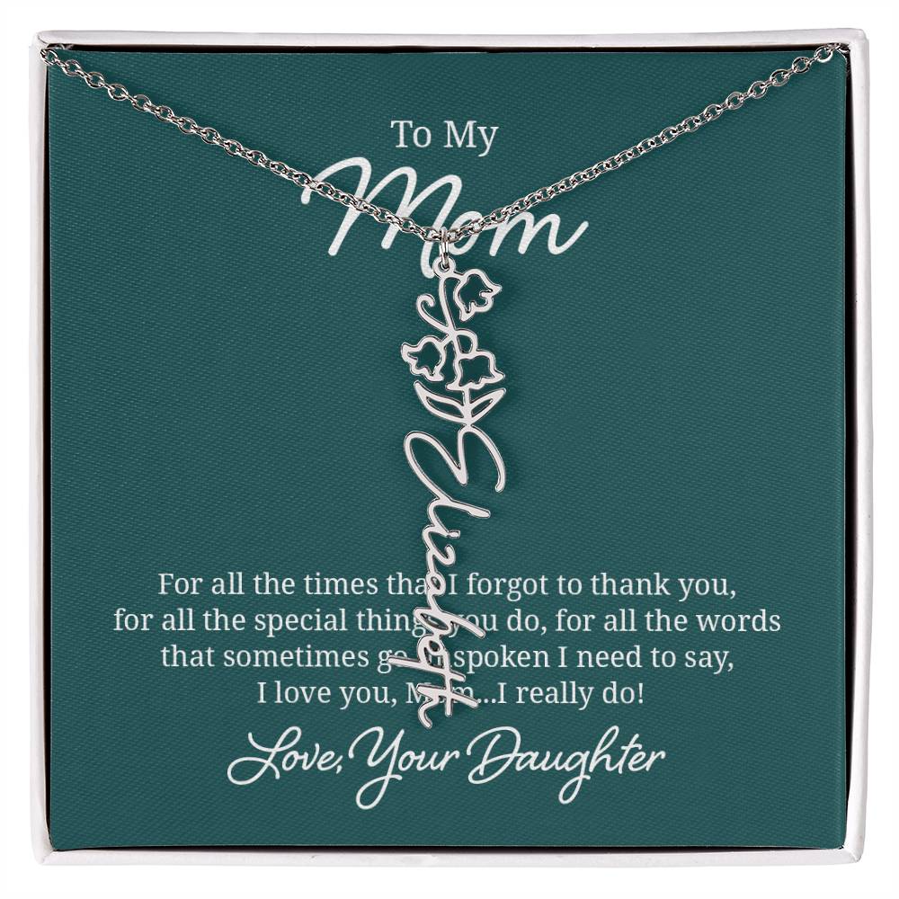 Flower Name Necklace for Mom from Daughter