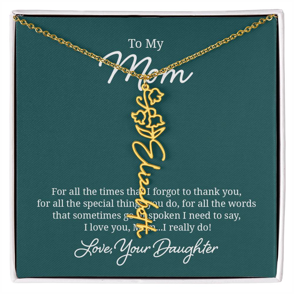 Flower Name Necklace for Mom from Daughter