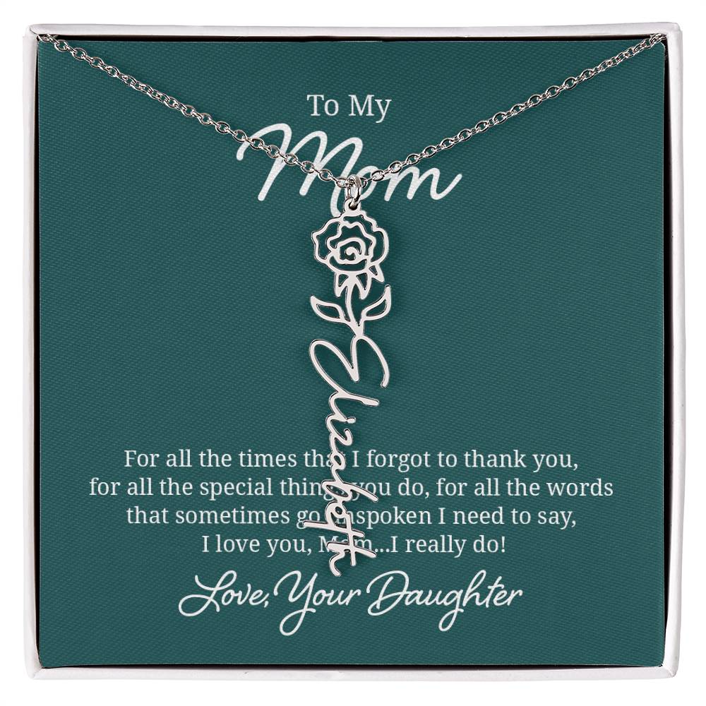 Flower Name Necklace for Mom from Daughter