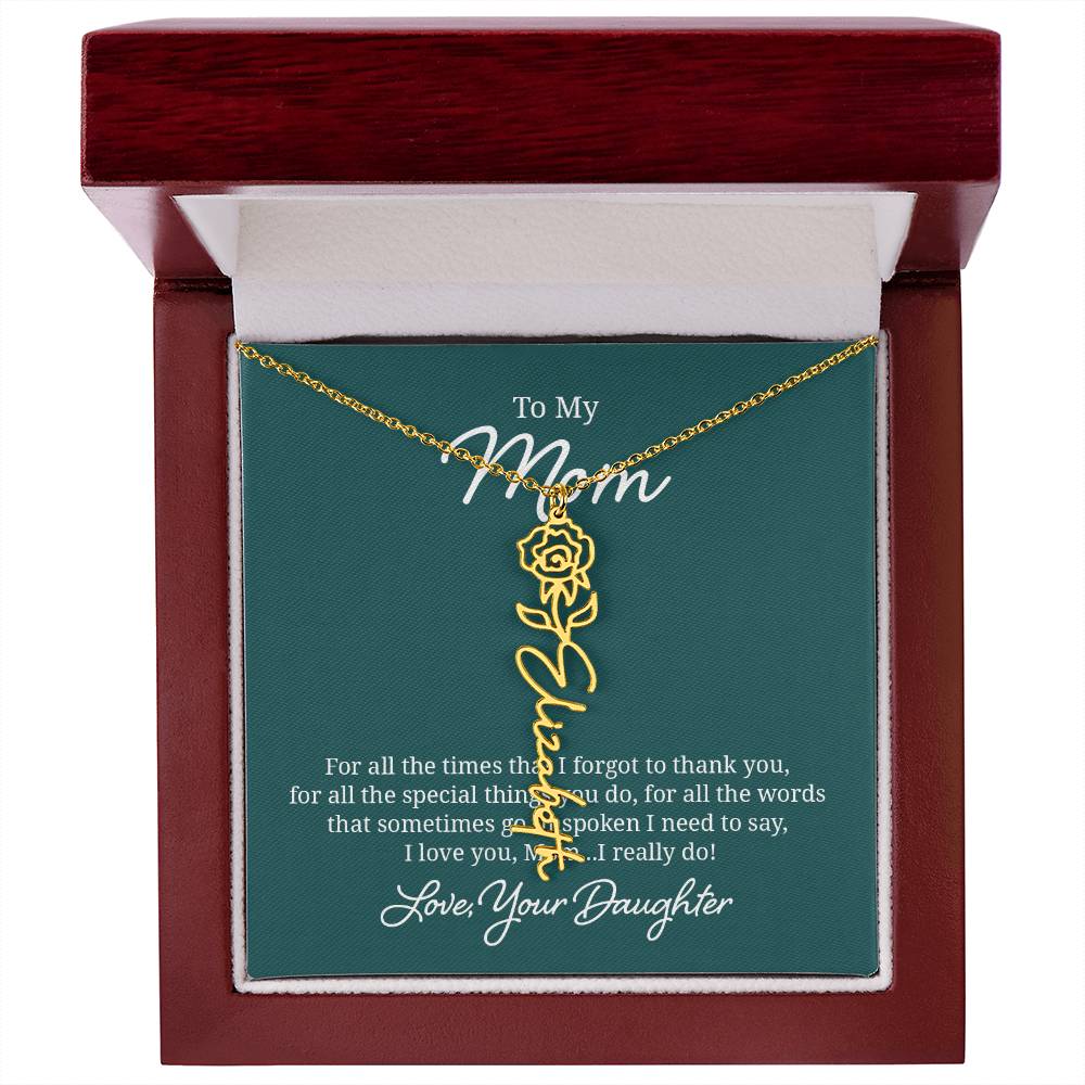 Flower Name Necklace for Mom from Daughter