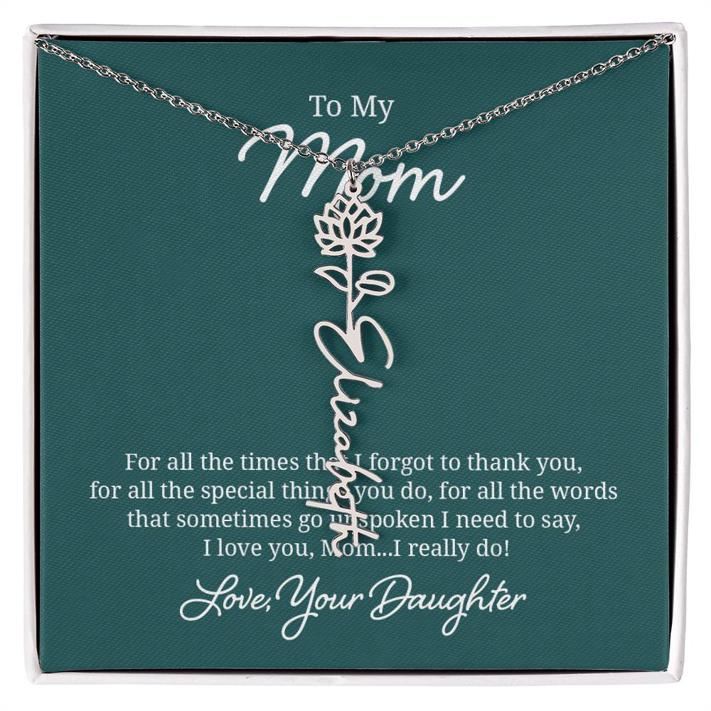 Flower Name Necklace for Mom from Daughter