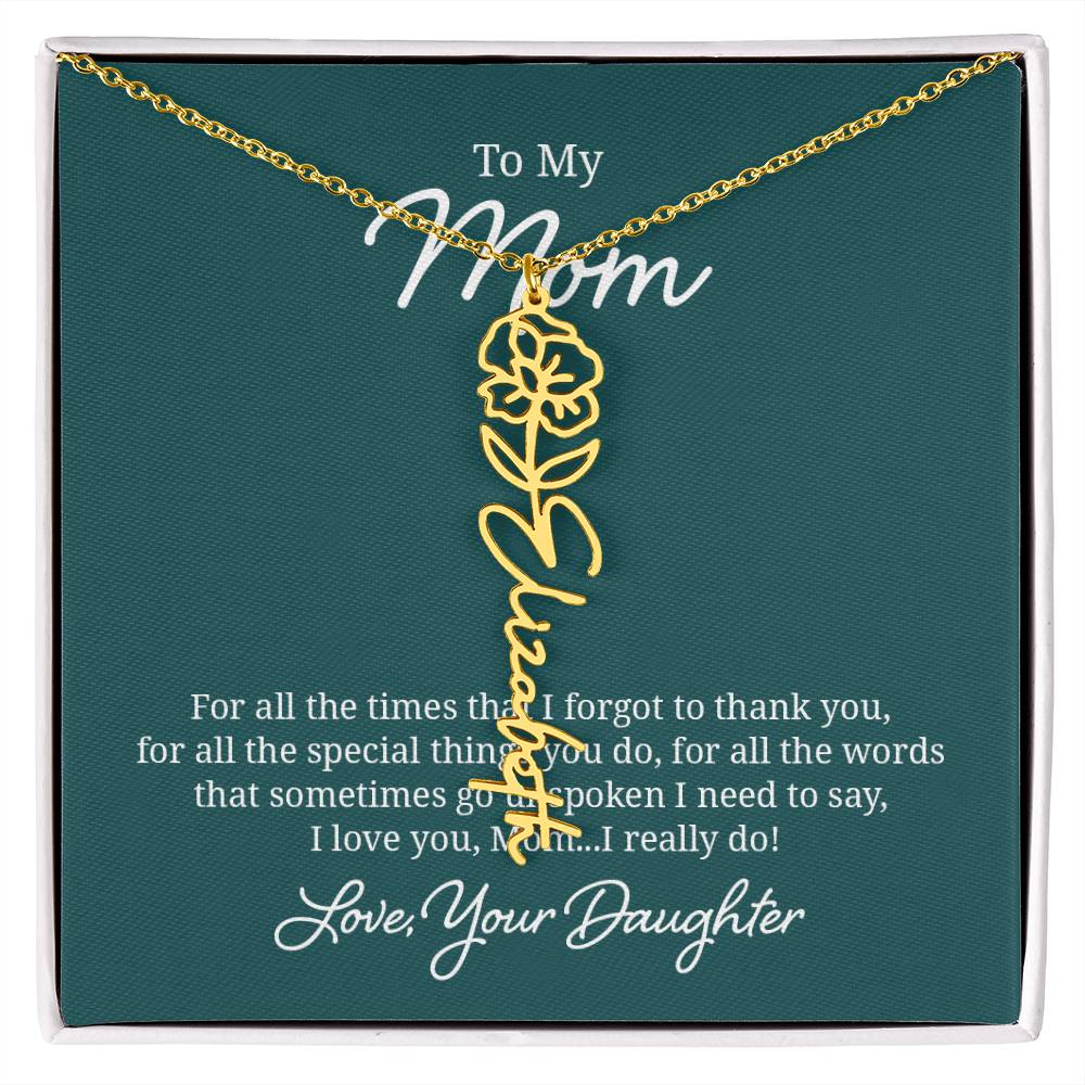 Flower Name Necklace for Mom from Daughter