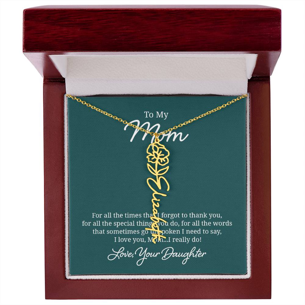 Flower Name Necklace for Mom from Daughter