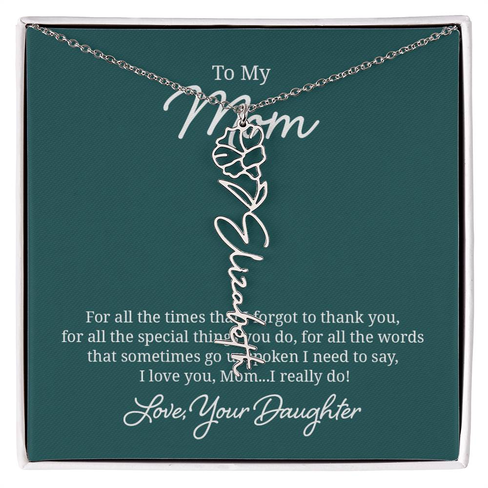 Flower Name Necklace for Mom from Daughter