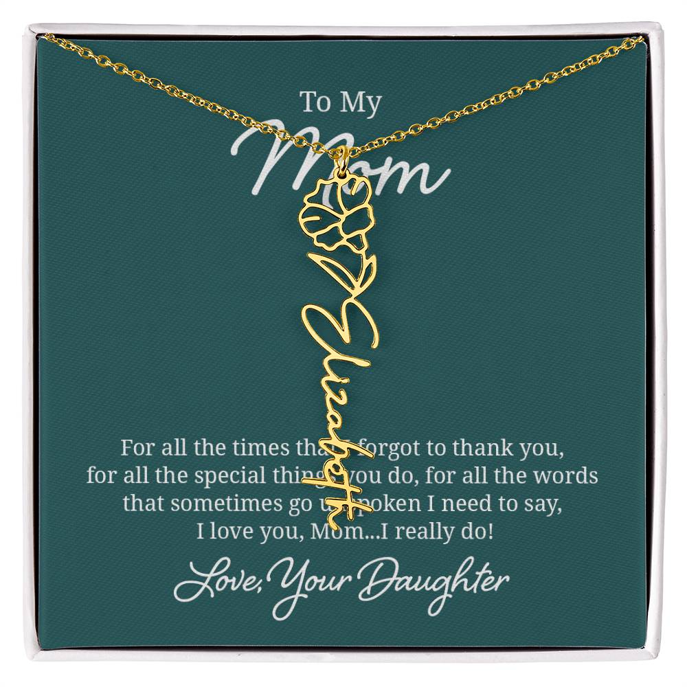 Flower Name Necklace for Mom from Daughter