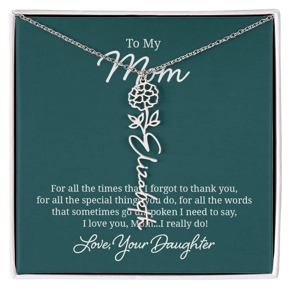 Flower Name Necklace for Mom from Daughter
