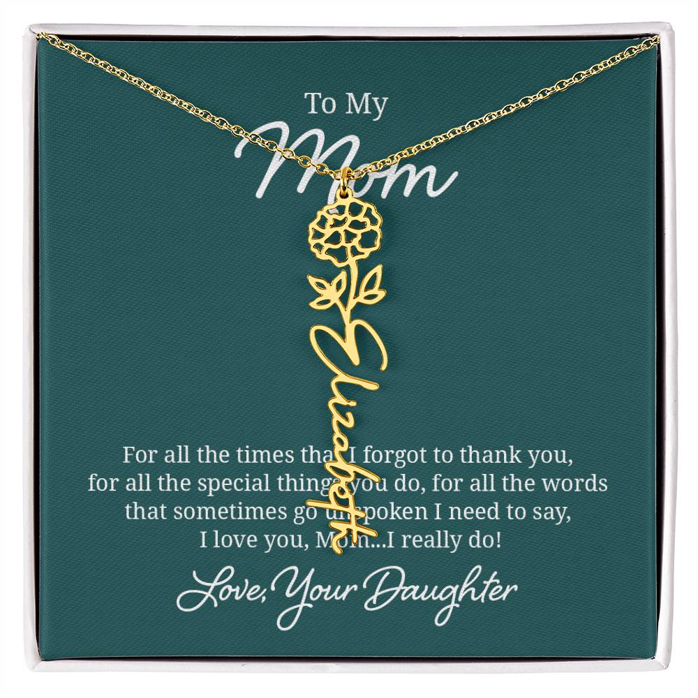 Flower Name Necklace for Mom from Daughter