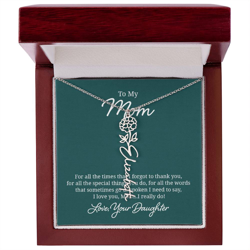 Flower Name Necklace for Mom from Daughter