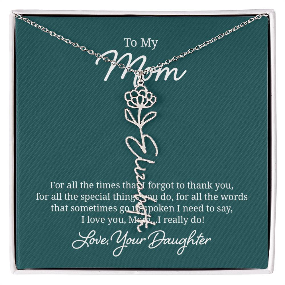 Flower Name Necklace for Mom from Daughter