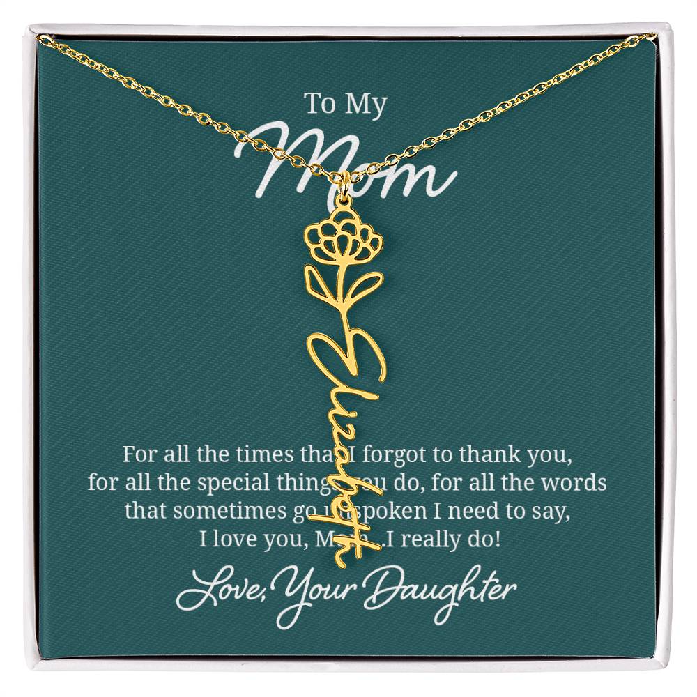 Flower Name Necklace for Mom from Daughter