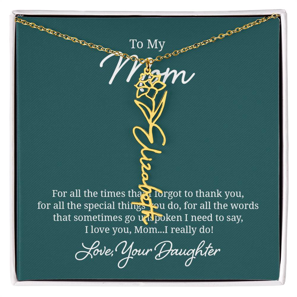 Flower Name Necklace for Mom from Daughter