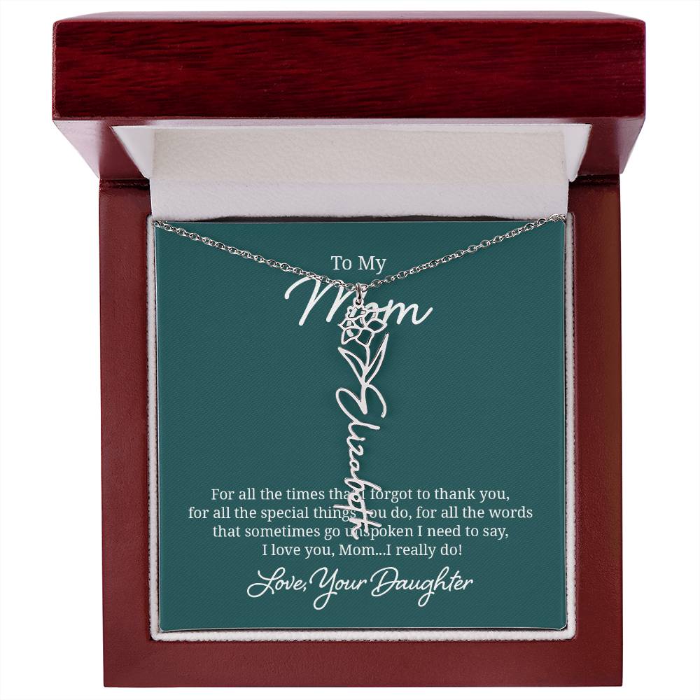 Flower Name Necklace for Mom from Daughter