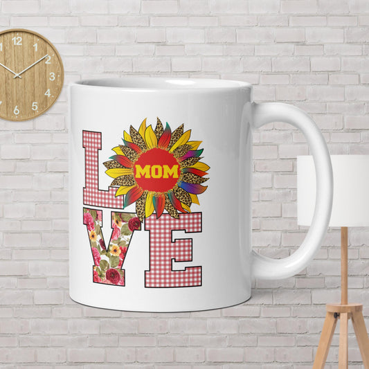 Love Mom White glossy mug