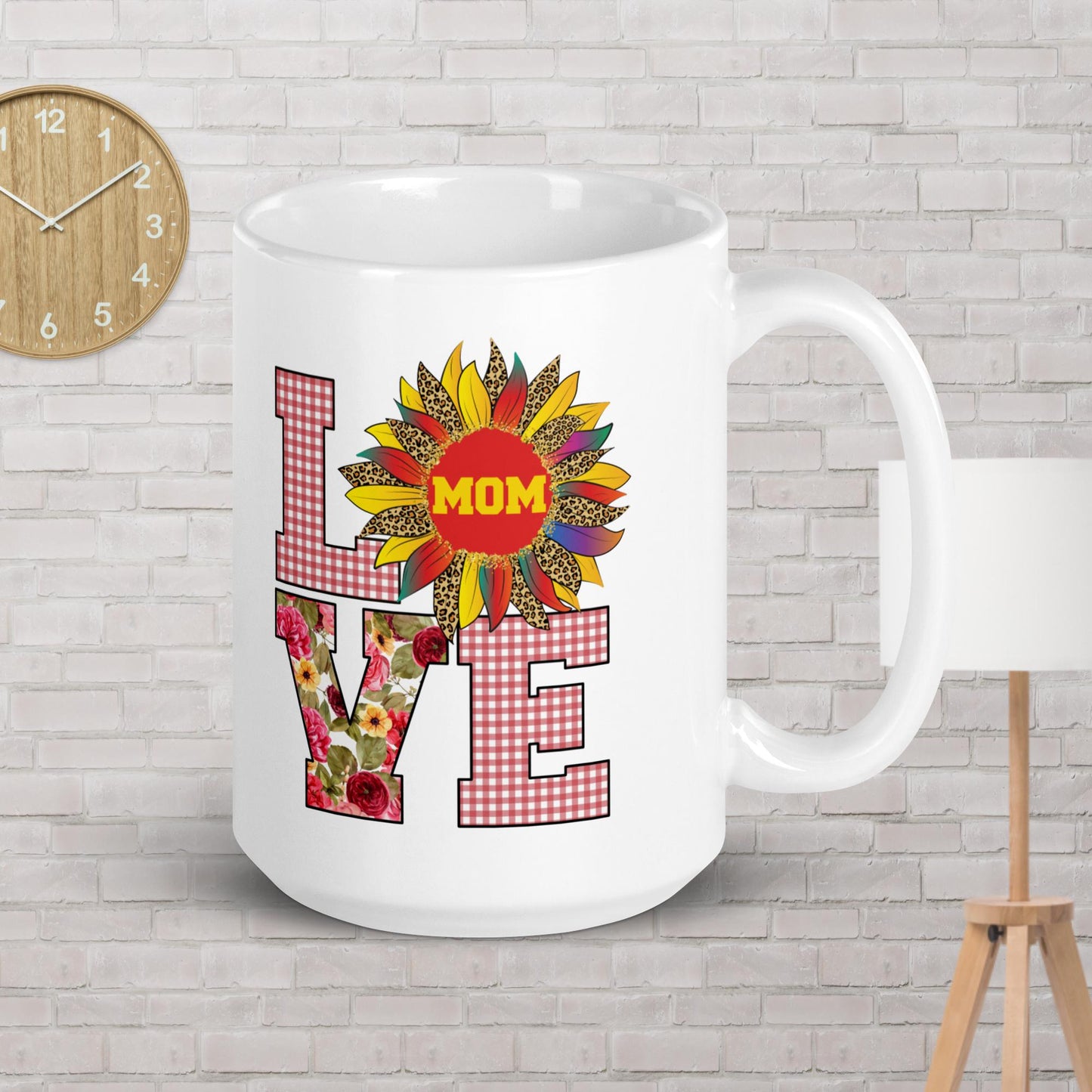 Love Mom White glossy mug