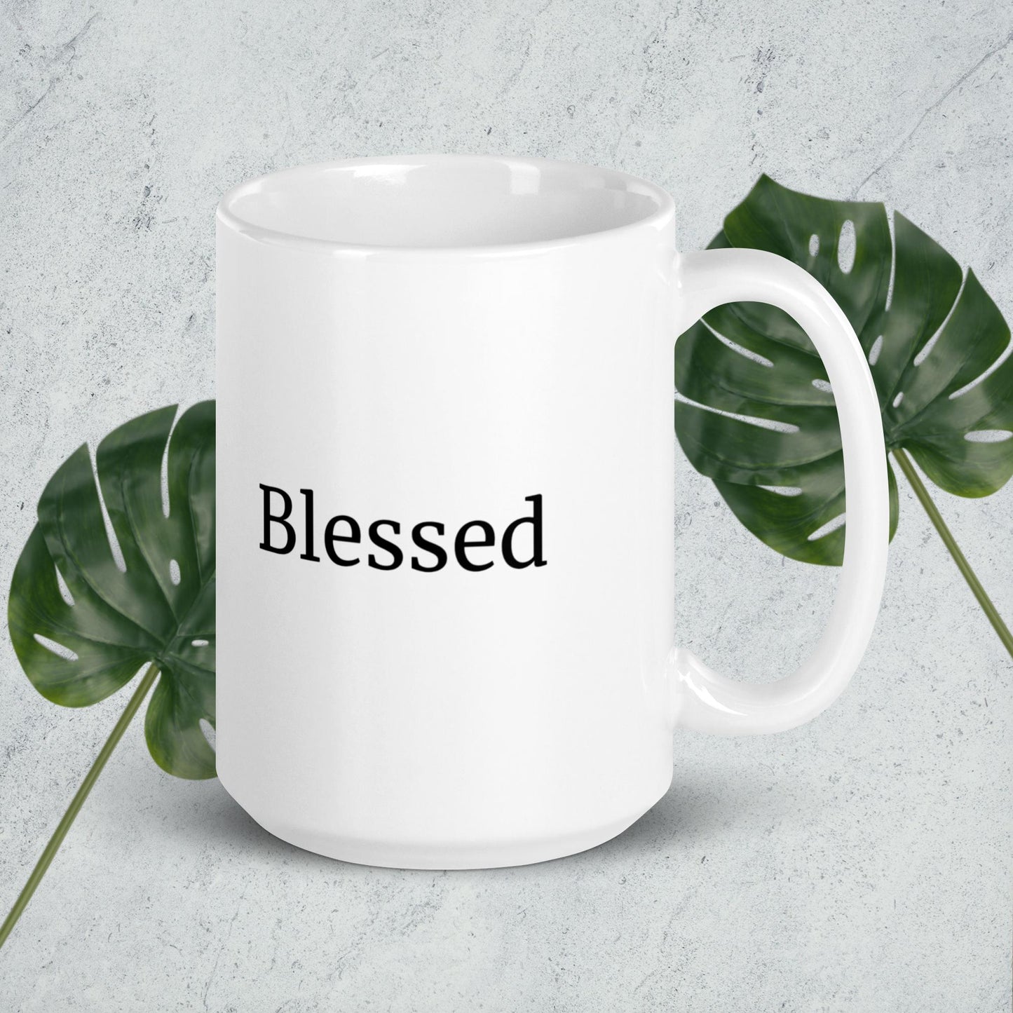 Blessed - White glossy mug