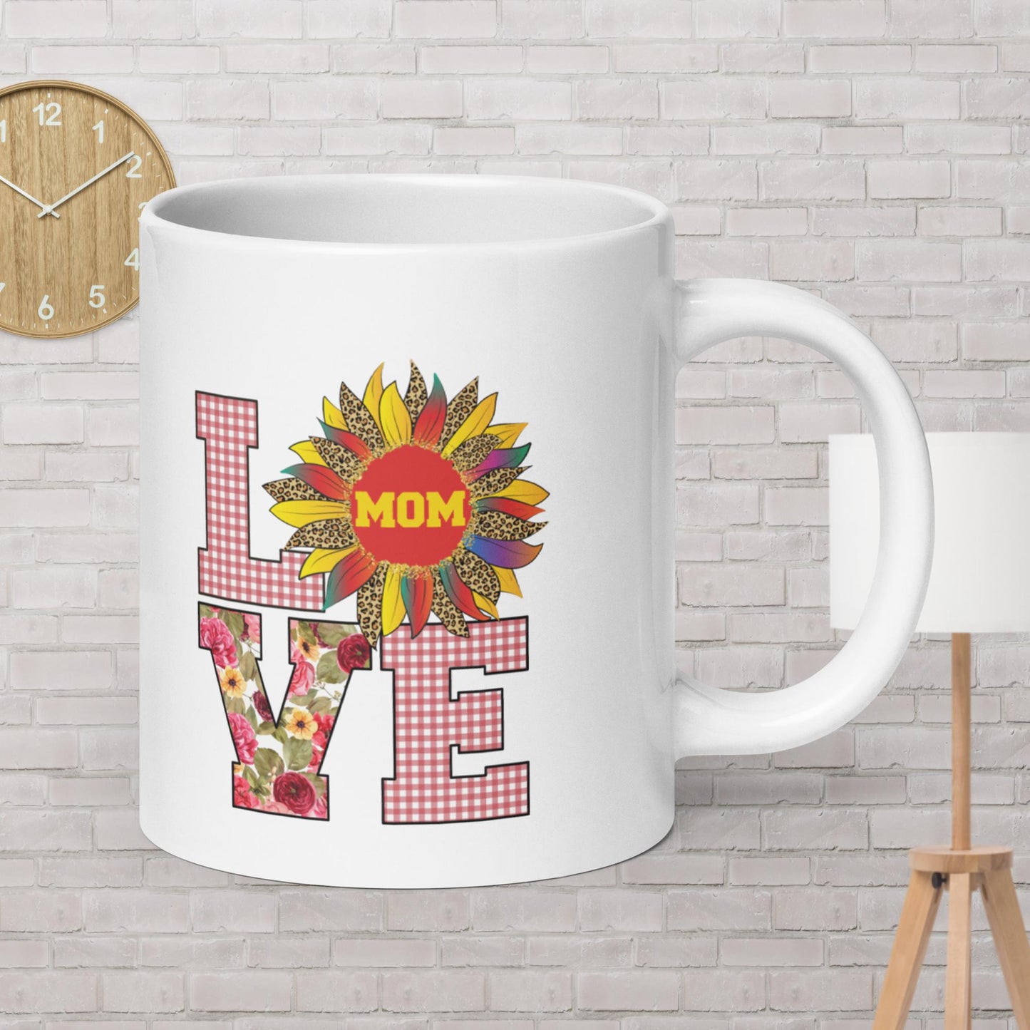 Love Mom White glossy mug