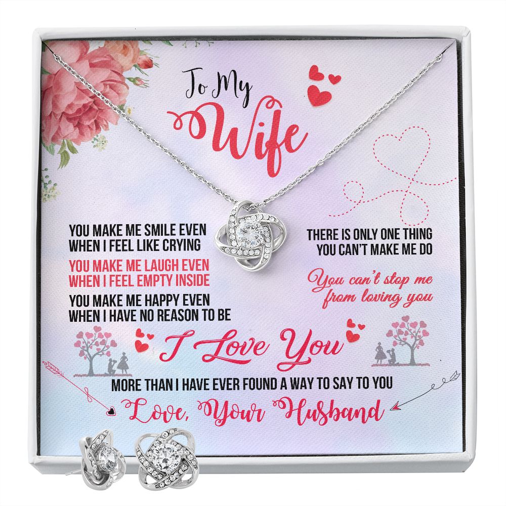 Love Knot Earring & Necklace Set (with message card To My Wife)