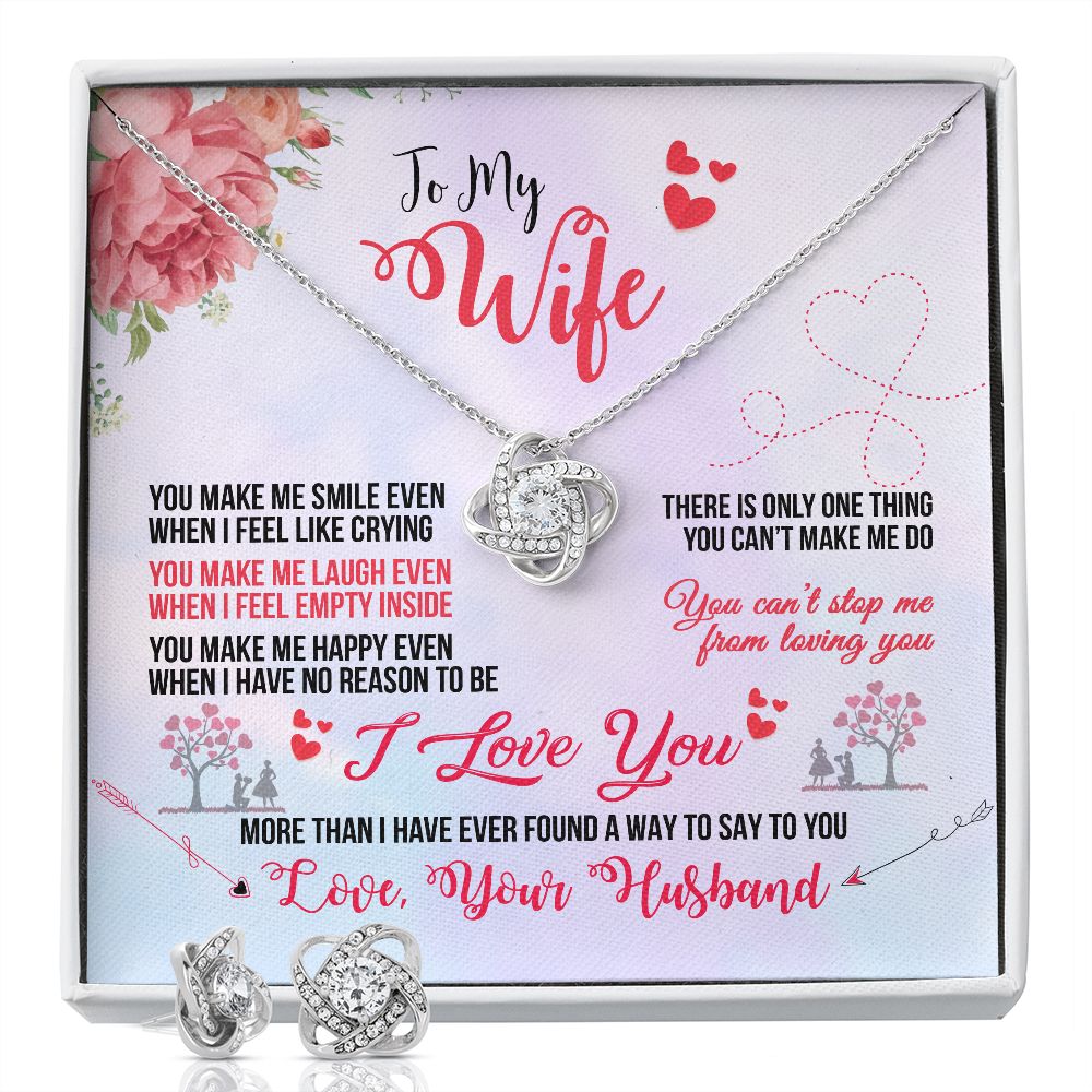 Love Knot Earring & Necklace Set (with message card To My Wife)