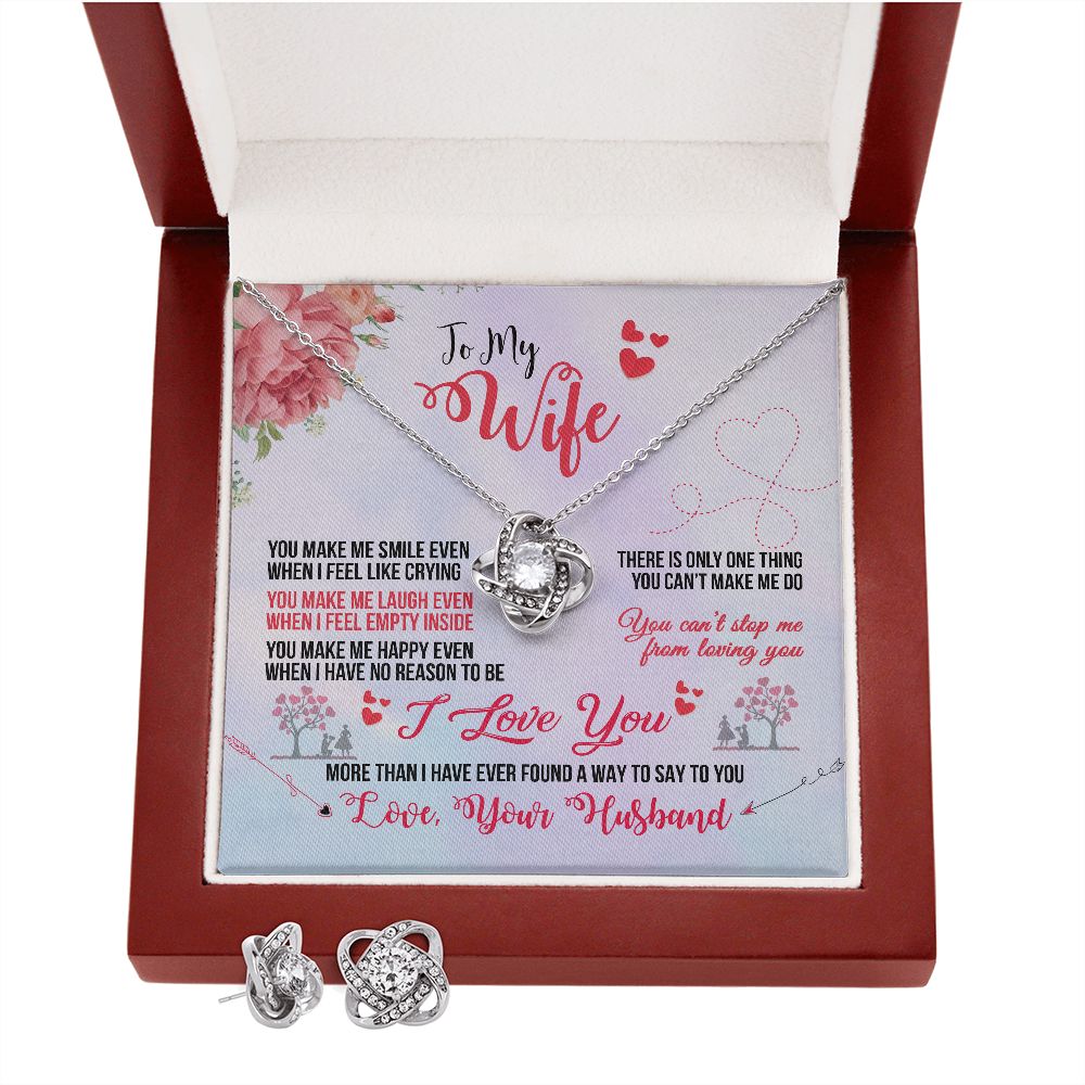 Love Knot Earring & Necklace Set (with message card To My Wife)