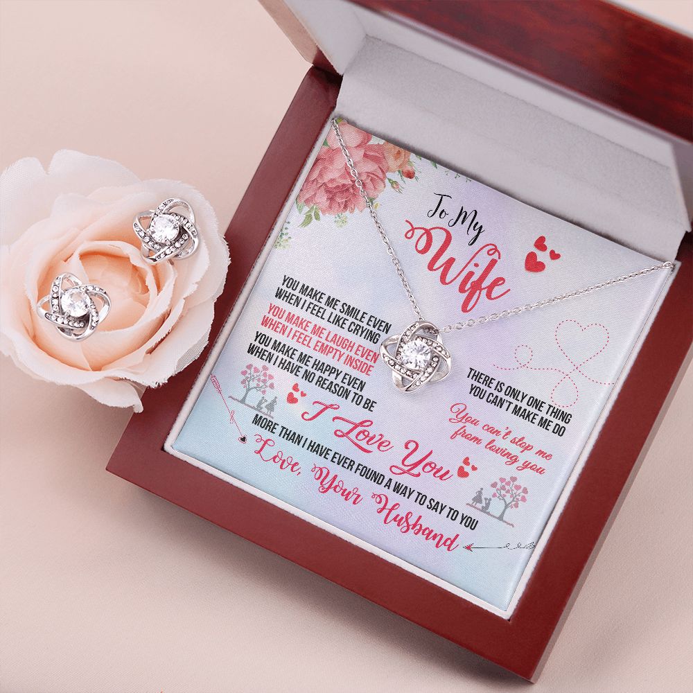 Love Knot Earring & Necklace Set (with message card To My Wife)