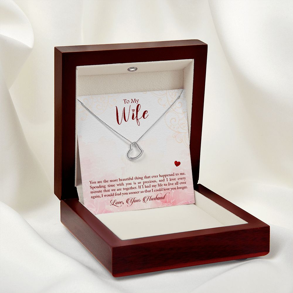 Gold Delicate Heart Necklace (with message for wife)