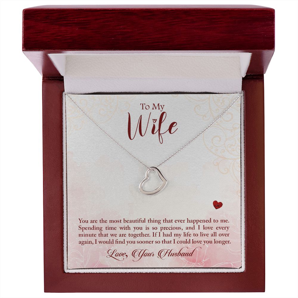 Gold Delicate Heart Necklace (with message for wife)