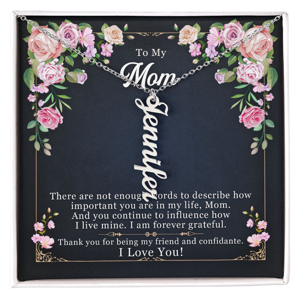 Vertical Name Necklace (with message)