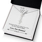 Personalized Vertical Name Necklace (with message for wife-always heart to heart)