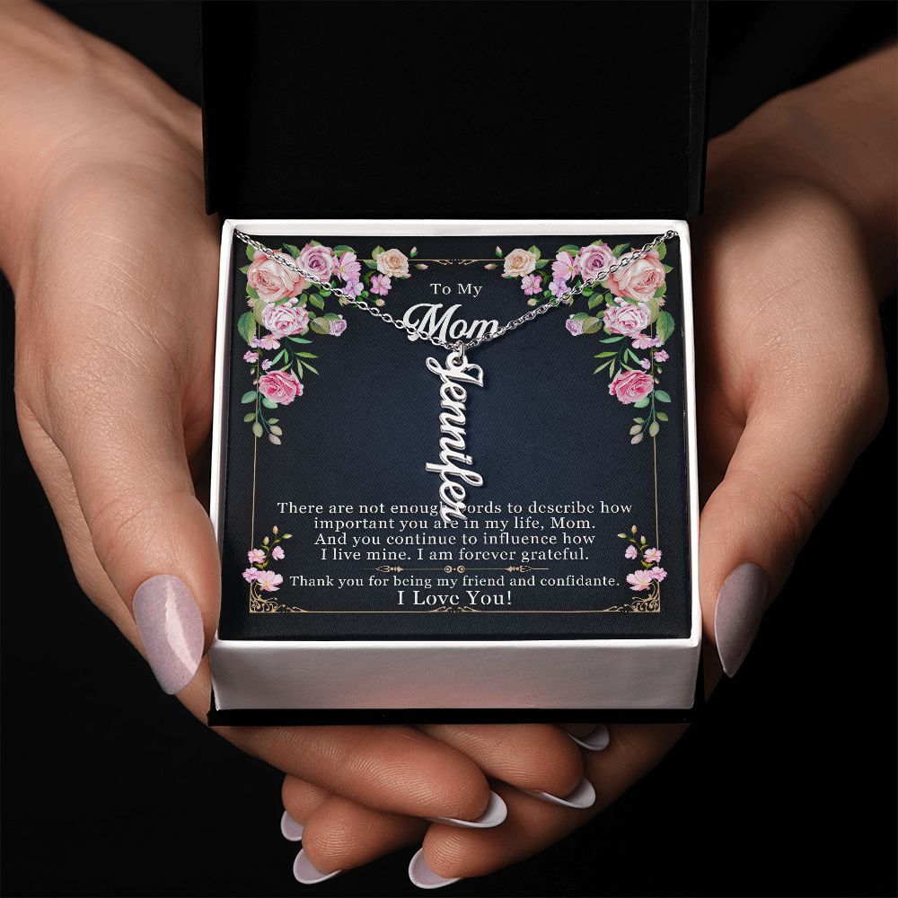 Vertical Name Necklace (with message)