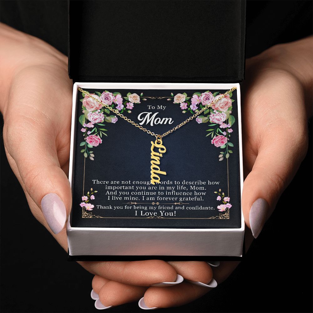 Vertical Name Necklace (with message)