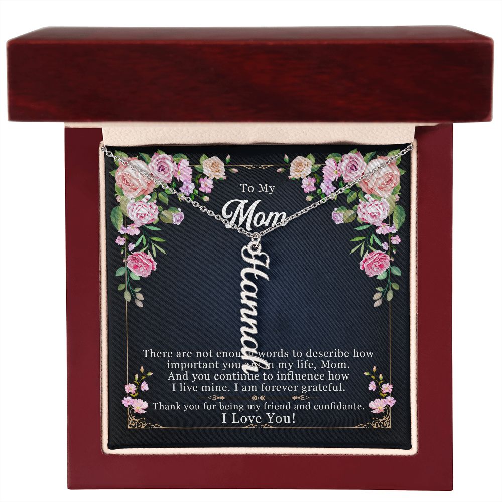 Vertical Name Necklace (with message)